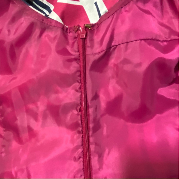 MERONA Abstract Sheath Dress with side Bow Tie Size 6 Pink Blue White - Picture 5 of 7